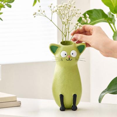 Cat Vase for Flowers, Quirky Cat Flower Vase for Desk Decoration and Bookshelf Display, 3D Decorative Vases for Home Office Styling and Gift Giving,