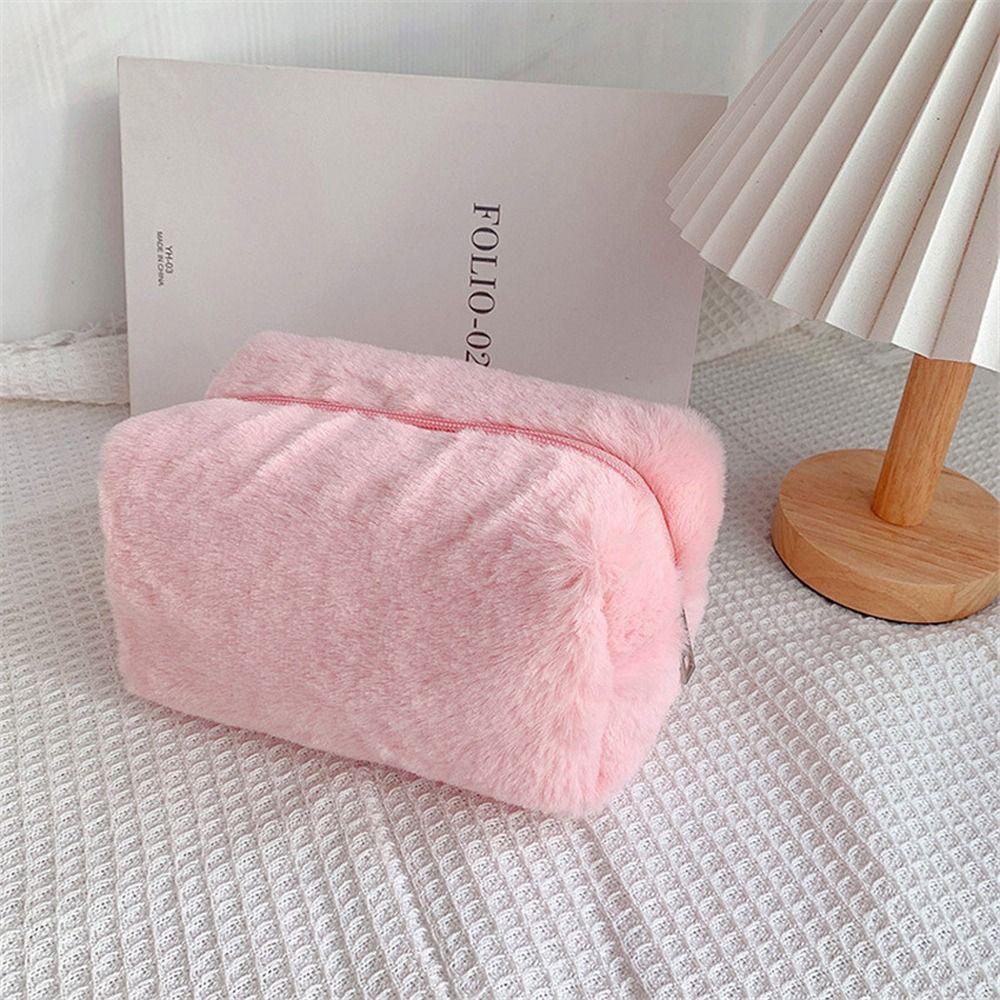 Storage Bag Zipper Toiletry Organizer Pencil Case Women's Pouch Plush Makeup Bags Cosmetic Bag