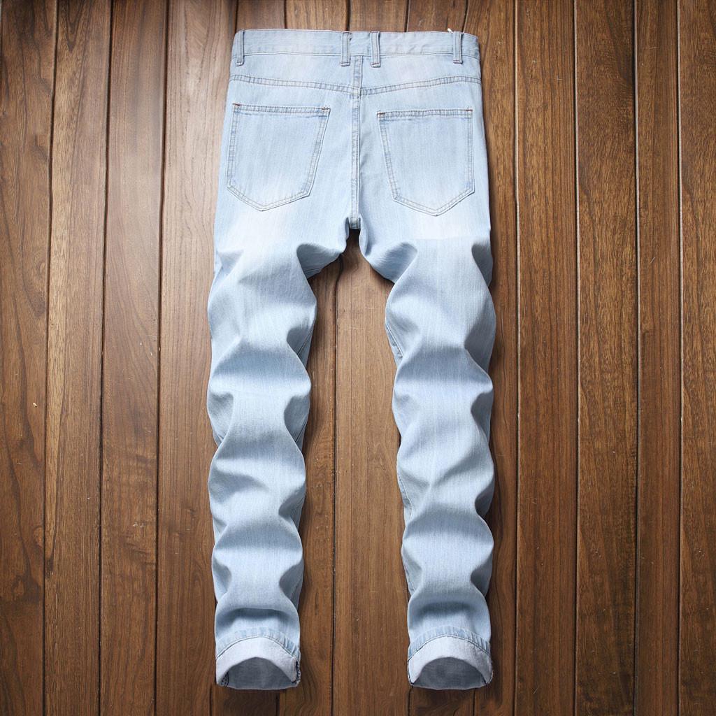 Men's New Fashion Elastic Personality Stretch Ripped Personality Denim Trousers