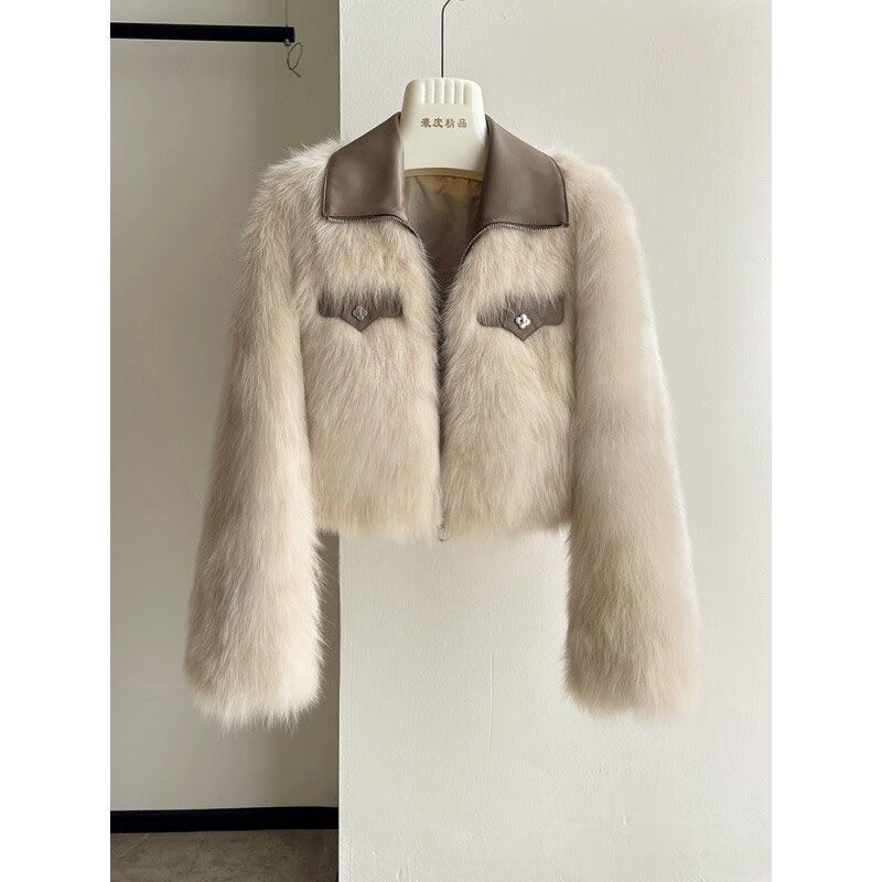 Lapel Imitation Fox Plush Short Coat Autumn and Winter Women's New Foreign Style Small Fragrant Style Fur Coat