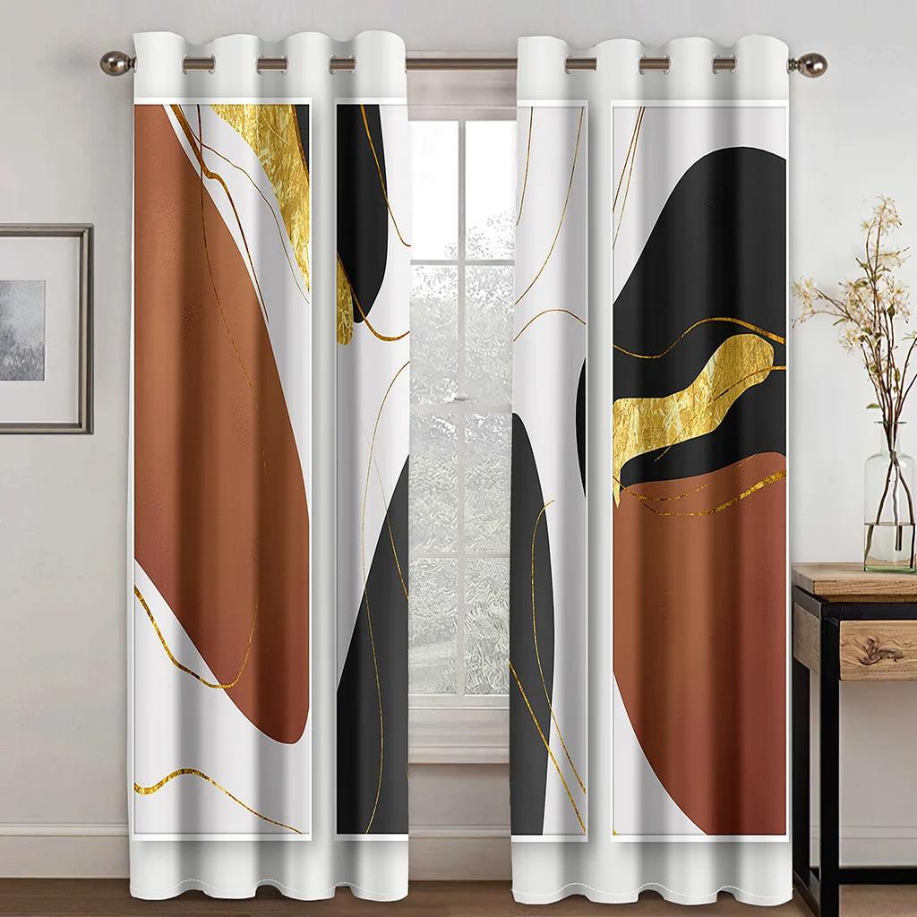 3D 3D Digital Printing Minimalist Style Gold Texture Sunshade Curtains Luxury Living Room Bedroom Window Decor Art Home Curtains