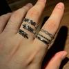 Retro Peace Leaf Stacking Stainless Steel Rings For Women Men Vintage Layer Rings Punk Gothic Accessories Designer Zircon Gift