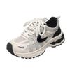 Retro niche leather platform dad shoes women's autumn new mesh breathable sneakers lightweight jogging shoes