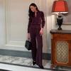 Women's Beige Knit Two-Piece Set Long Sleeve Cardigan and Wide Leg Pants