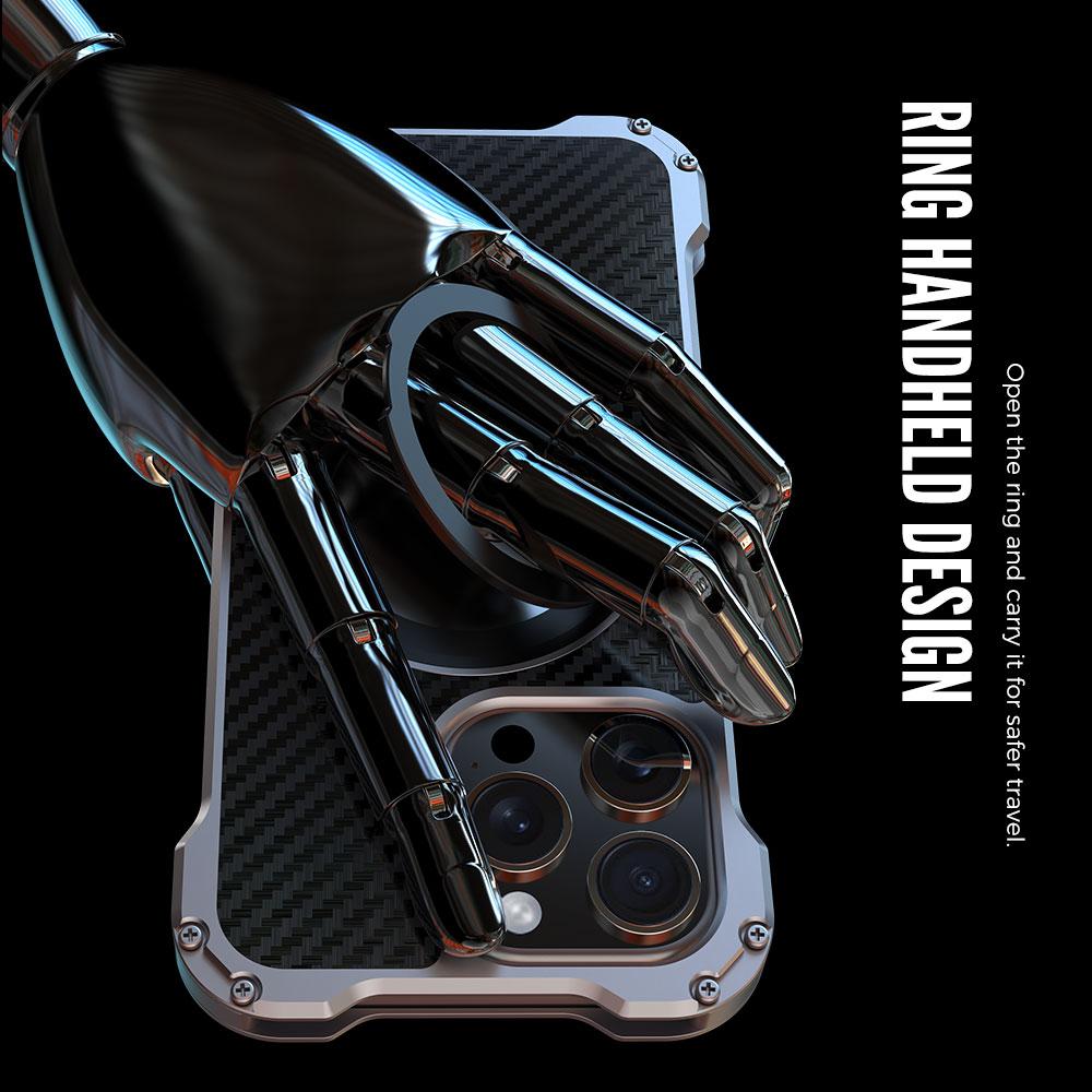 R-JUST RJ-51 For iPhone 16 Pro Max Case Compatible with MagSafe Kickstand PC+Aluminum Alloy Phone Cover