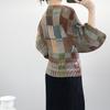 Miyake Pleats Akordeonový Top - Retro Color Block 7-rukávový Ležérní Krycí