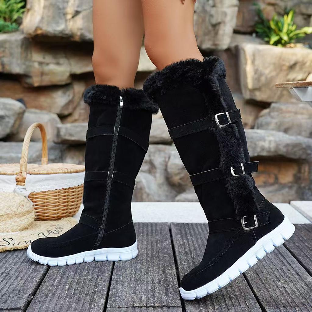 Women Over-the-Knee Boots Casual Plush Ankle Boots Flats Gladiator Sport Shoes Ladies Winter Fur Warm Chelsea Snow Boots Women