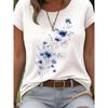 Evropské velikosti Dámské Ležérní Módní Kulatý výstřih Pružné Tištěné Sportovní Tričko