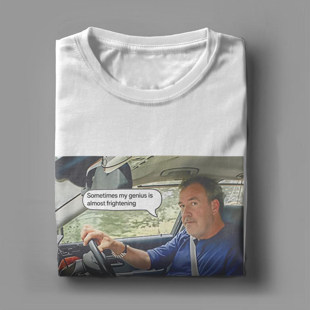 Nadruk Jeremy Clarkson Czasami Mój Geniusz Jest Prawie Przerażający T-Shirt Męski Bawełniany Krótki Rękaw Okrągły Dekolt Letnie Topy