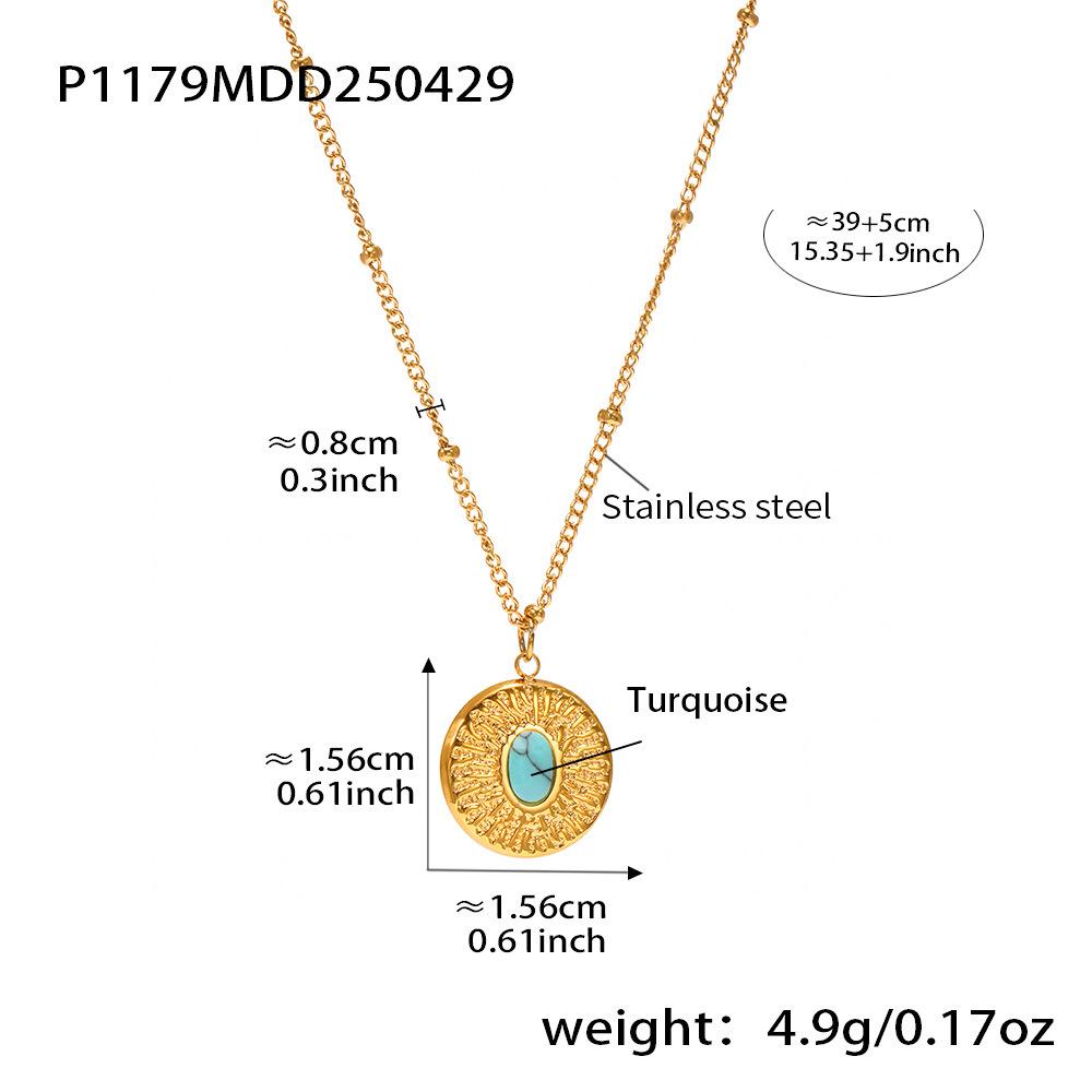 Qiong Yao Gold Devil s Eye Pendant Necklace with Inlaid Natural Stone - European  American Style, Colorfast