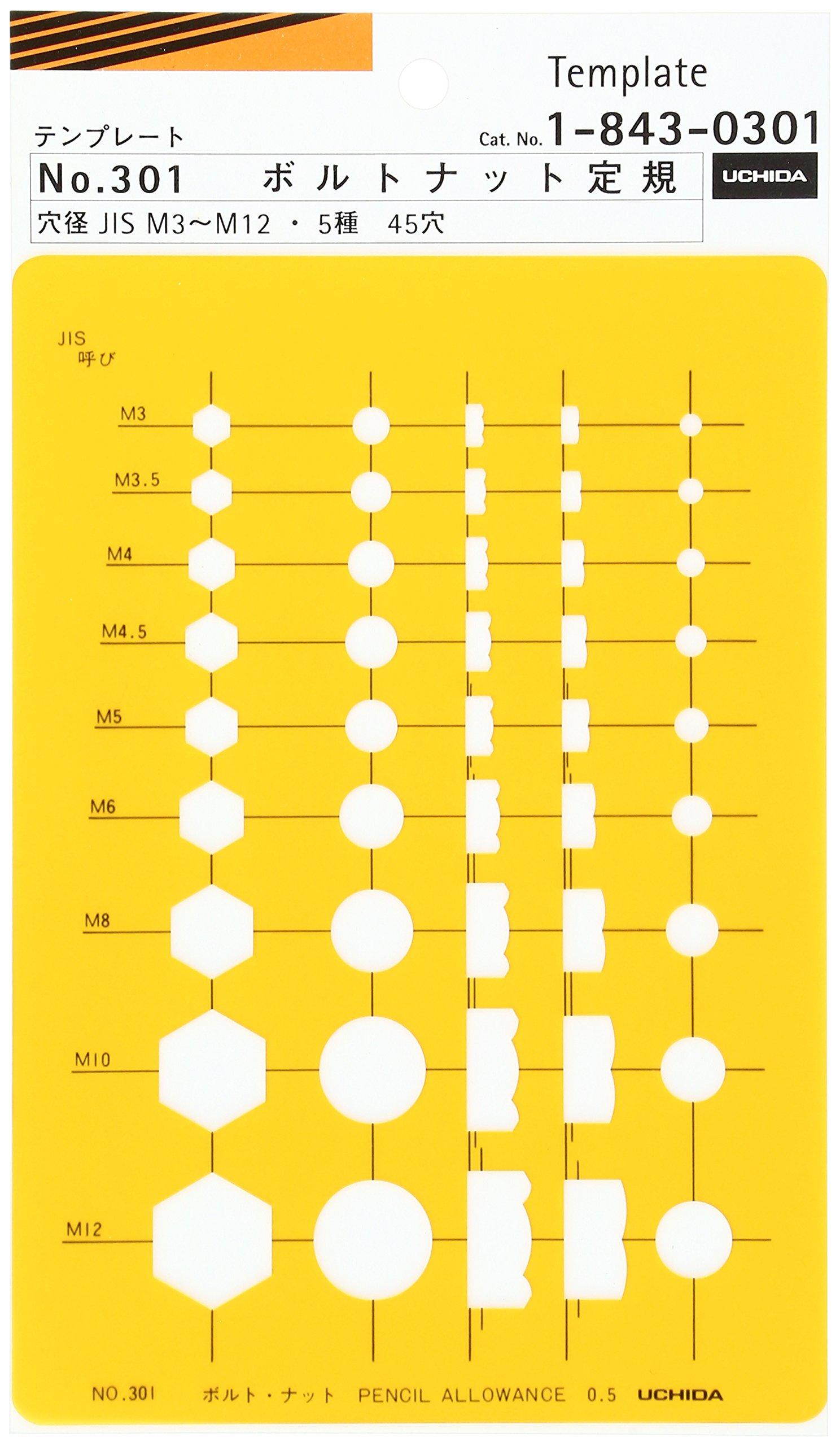 

Uchida Template Bolt Nut Ruler No.301 1-843-0301