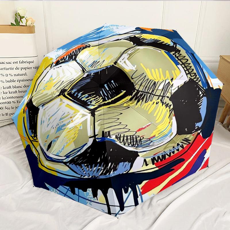 Soccer Ball Artwork 8-Frame for Travel, Camping, Casual Lightweight Portable Umbrella, Essential for Every Family Holidays Birthday Gift