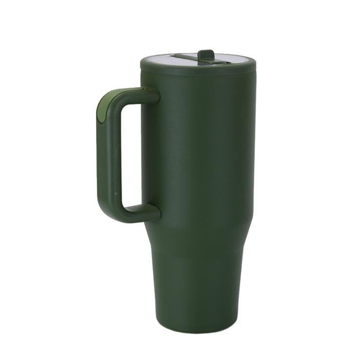 Custom Logo 40oz Stainless Steel Vacuum Insulated Travel Car Beer Coffee Mug Cup Double Walled Tumbler With Flip Straw Handle