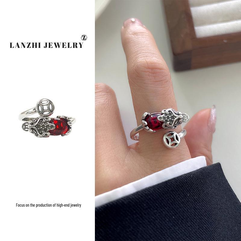 Bague chat Lanzhi en argent sterling 925 – Bijou de luxe léger pour index ouvert