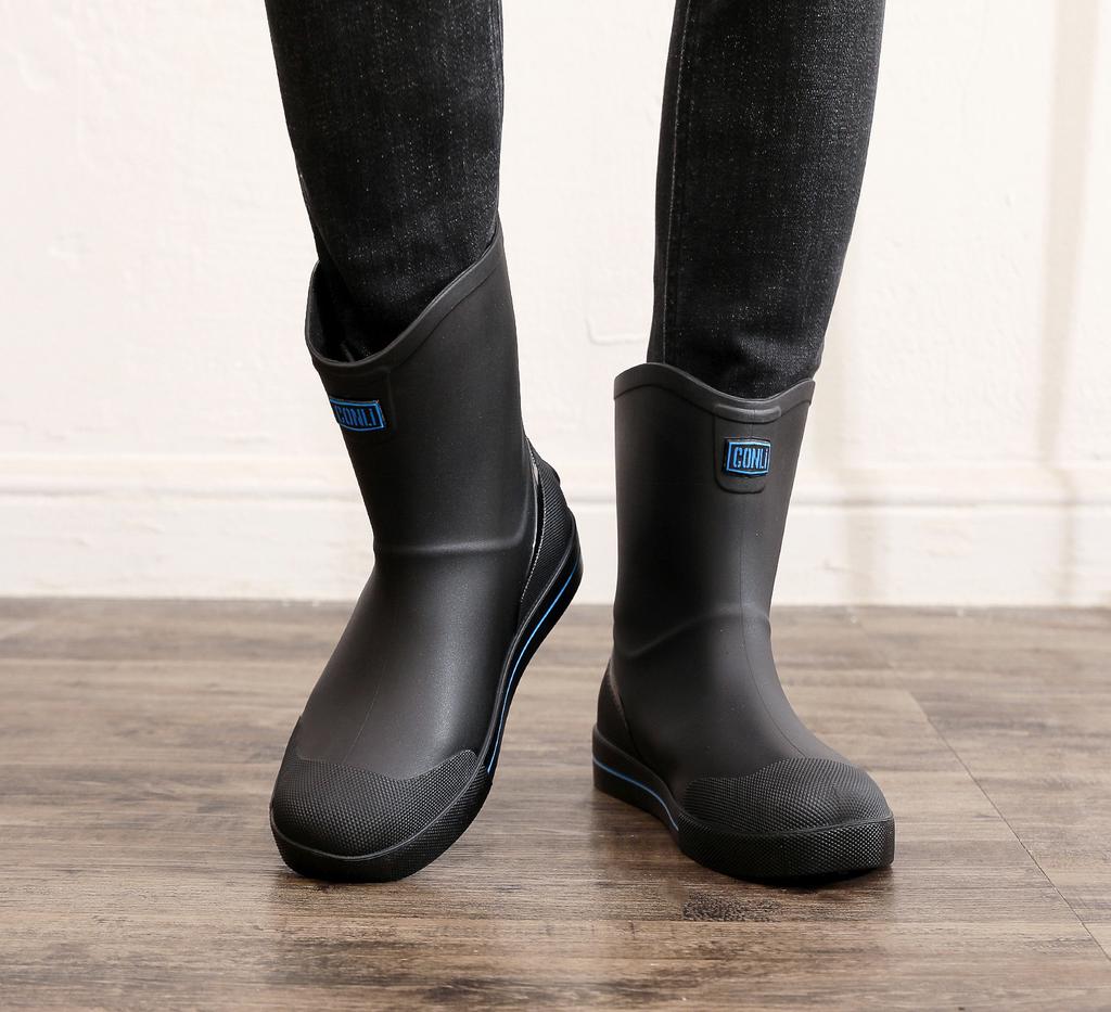 [One piece] Rain shoes men's short and medium non-slip waterproof shoes outdoor water boots warm fishing rain boots rubber shoes