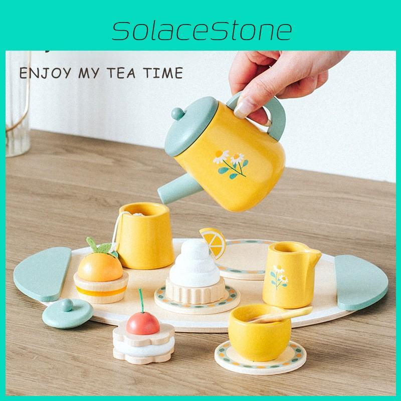 Wooden Pretend Play Tea Set With Furniture For Early Childhood Development