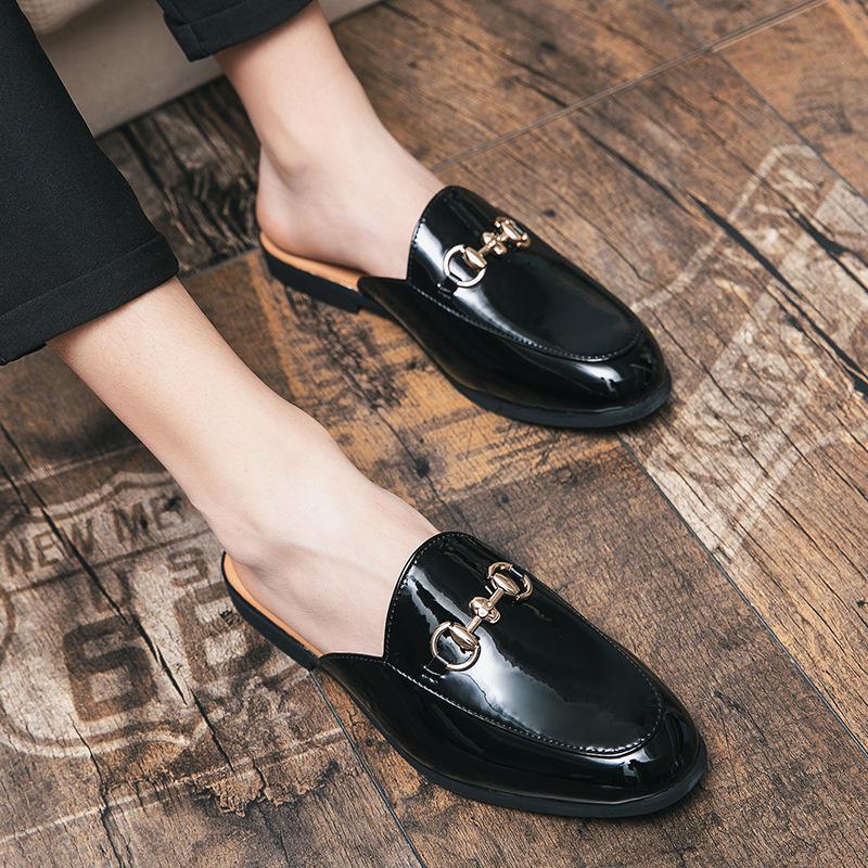 Herren Sommer Freizeit Slipper Leder Loafers: Britischer Stil, spitze Zehenpartie, Halbschuhe, minimalistische Mules.