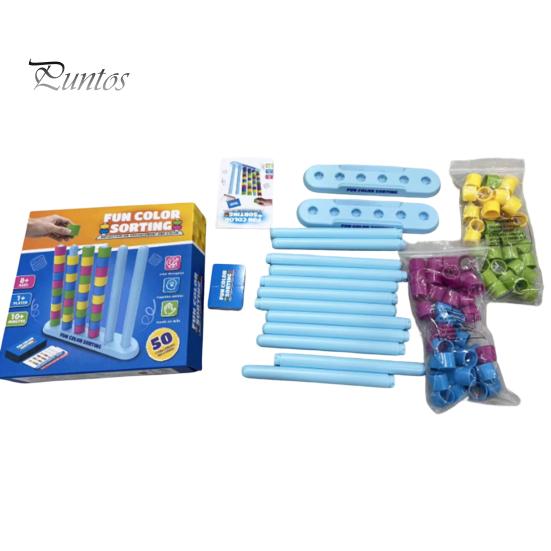 Color Ring Stacking Game 1/2 Sets Matching Challenge Game, Fast Pattern Family Board Kids Logic Puzzle for & Adults, Birthday Easter Christmas