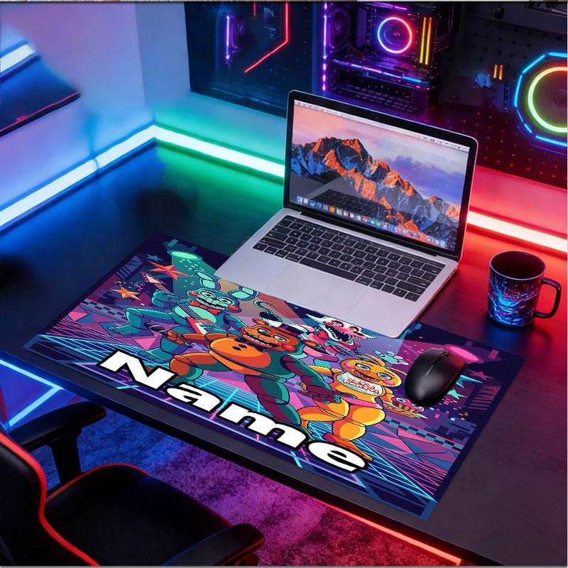 Personalizovaná podložka pod myš s motivem Five Nights at Freddy's a vlastním jménem, Podložka na stůl pro notebook PC, Dekorativní podložka na stůl pro domácnost, Podložka pod klávesnici, Dárek