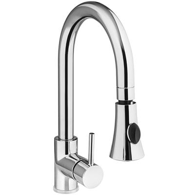 Single-hole Stainless Steel Kitchen Washbasin Tap with Shower, Height 370 Mm, Hendi 810163