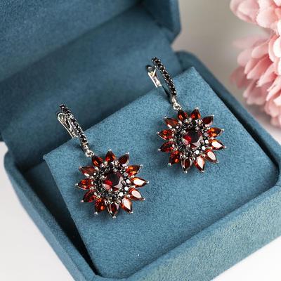 Set di gioielli con granato naturale al 100% Kit orecchini con chiusura in argento sterling 925 veri gioielli con pietre preziose gioielleria per le donne