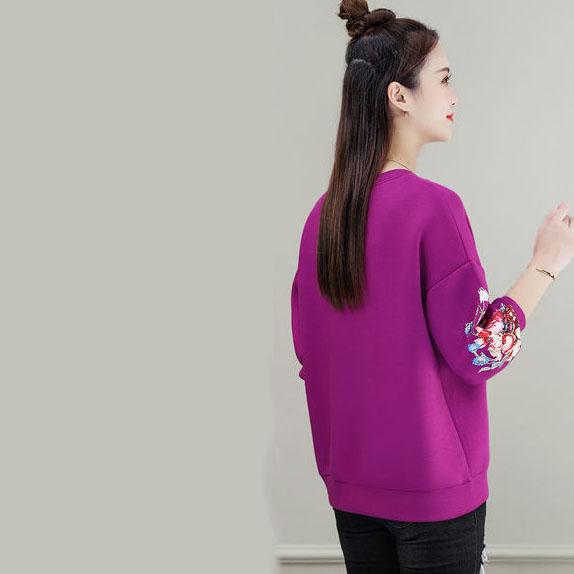 Damen Herbst Baumwolle Freizeit Bedruckt Rundhals Kapuzenpullover Damen Frühling Dünn Große Größe Locker Kurze Oberteile