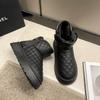 Snow Boots Women's Autumn and Winter New Round Head Thick Sole Rhombus Plaid Foot Cover Velvet Student Cotton Shoes