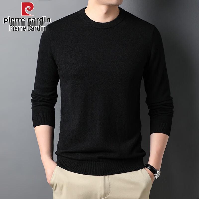 Pierre Cardin Men's Solid Crew Neck 100% Wool Sweater