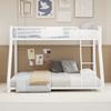 Estrutura de Metal Robusta para Cama Beliche, uma cama superior de 90*140cm e uma cama inferior de 140*190cm, Design que Economiza Espaço com Escada e Grades de Proteção de Comprimento Total.