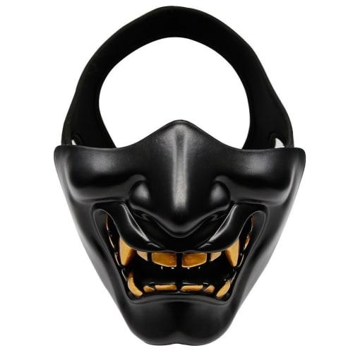 ATAIRSOFT Hannya Mask, Half Face Guard for Airsoft, CS Field Battles, Parties, Plays, Cosplay, Military Combat, and more (Black)