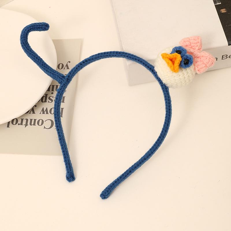 

Милая мультяшная повязка на голову из шерсти с животным в корейском стиле: Женский аксессуар ручной работы для осени и зимы