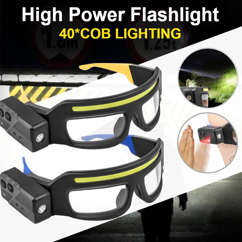 Induction COB Headlight Waterproof LED Headlamp Floodlight USB Rechargeable Head Torch 5 Lighting Modes for Camping Emergency