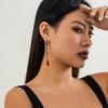 IngeSight.Z Gotische Rote Kristall Lange Quaste Anhängerohrringe für Damen Retro Schwarze Metallgliederkette Hängeohrringe Party Schmuck