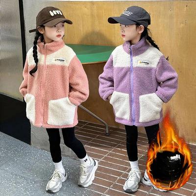 Chaqueta Gruesa Cálida de Terciopelo para Niños Otoño e Invierno Niñas Moda Infantil Grande Tesoro Moda Coreana