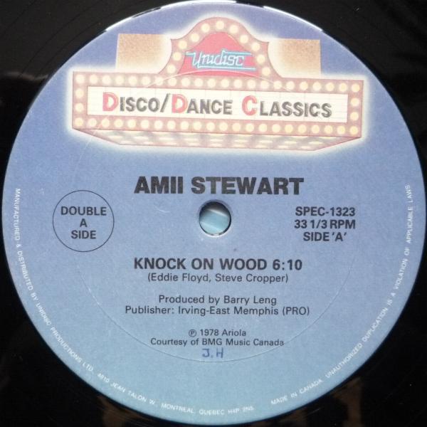 

12inch Record AMII STEWART PATTIE BROOKS Knock On Wood After Dark SPEC1323 Unidisc 1987 Canada Dance Electronica Used
