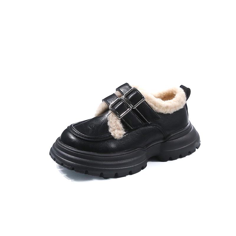 2024 Trendy Dětské Kožené Zimní Boty: Chlapecká a dívčí bavlněná špička, sametová podšívka, teplá obuv se silnou podrážkou