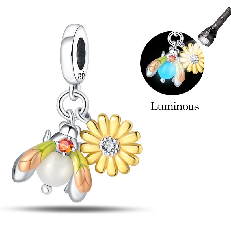 Fits Genuine Copper Charm Bead Luminous Firefly Charm For Women Beautiful DoItYourself Birthday Jewellery Gift