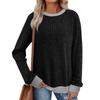 Women's Winter Color-Block Printed Lightweight Brushed-Cotton Round Neck Top