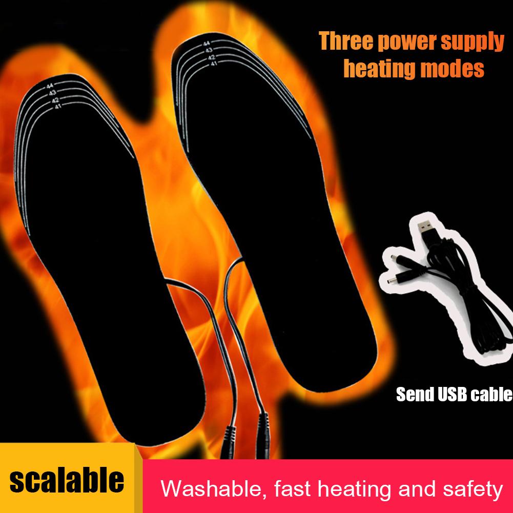 Winter Unisex Electric Foot Warmer USB Heated Shoe Insoles Electric Foot Outdoor Sports Thermal Shoe Pads Mat Accessories