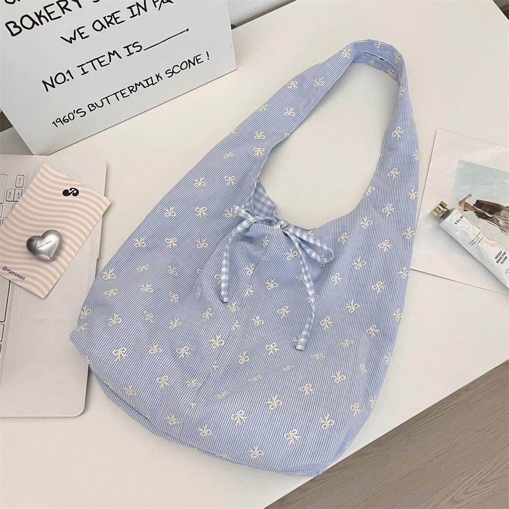 New Lace-up Light Shoulder Bag Summer Large-capacity Vest Bag Bow Commuter Tote Bag