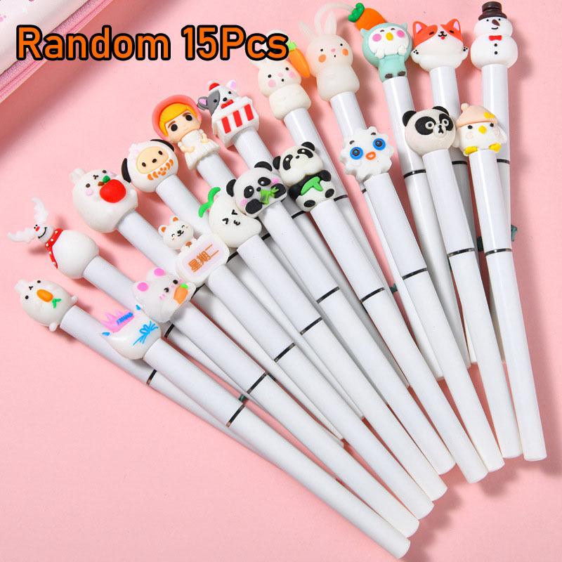 

5 шт. Милая мультяшная нейтральная ручка 0,5 мм Черная Гладкое письмо Ручка для подписи Студенческие принадлежности для школы Random style 5Pcs
