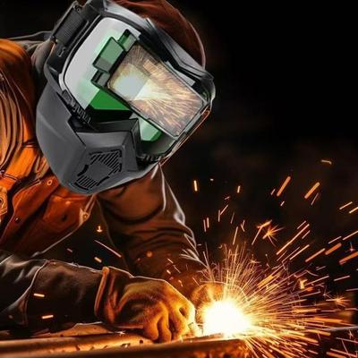 Kopfmontierte Professionelle Automatische Schweißmaske Selbstabdunkelnder Schweißhelm Große Sichtschweißhaube Schutzmaske