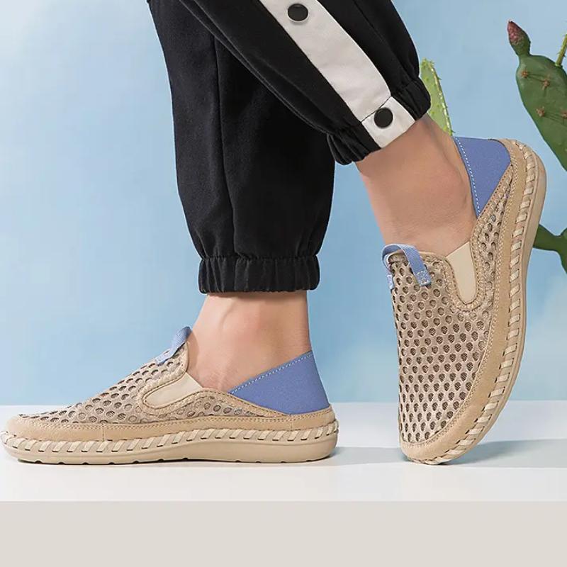 

Мужская обувь большого размера ручной работы, сетчатые кроссовки, дышащие разноцветные легкие лоферы без шнуровки с круглой головкой, Zapatos Hombre