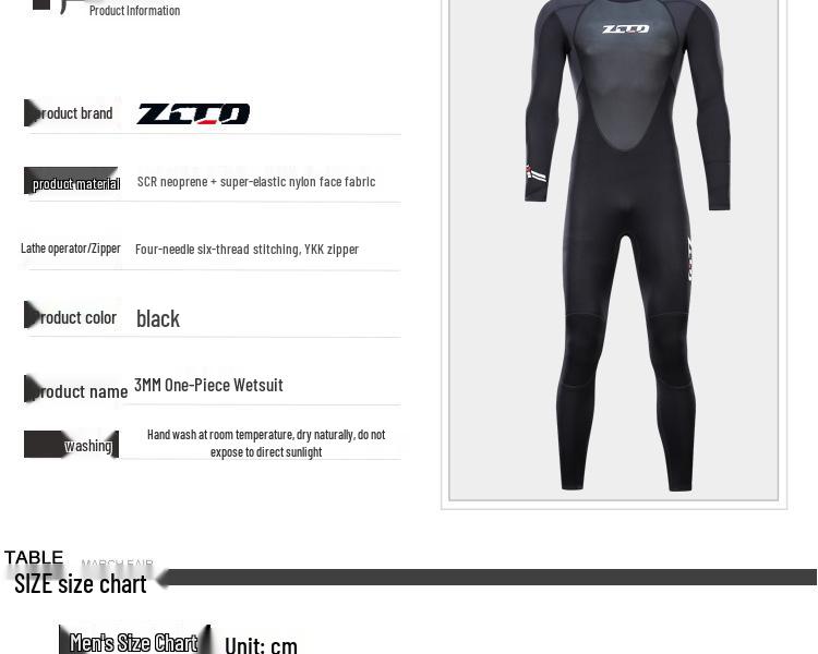 ZCCO Men's 3mm Neoprene Wetsuit for Swimming, Diving, and Surfing