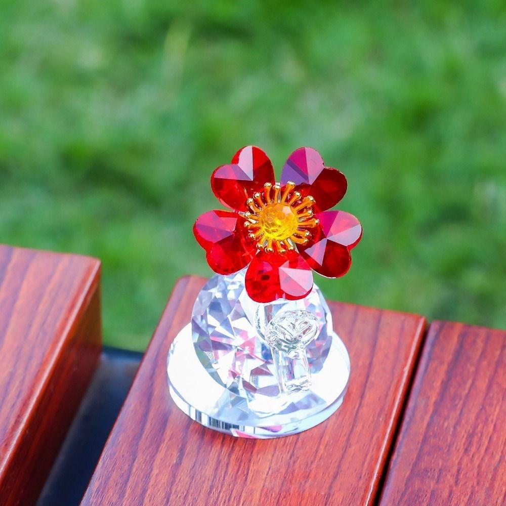 

Хрустальная фигурка цветка Стеклянный цветок Настольное украшение Подарок Декор для автомобиля дома красный