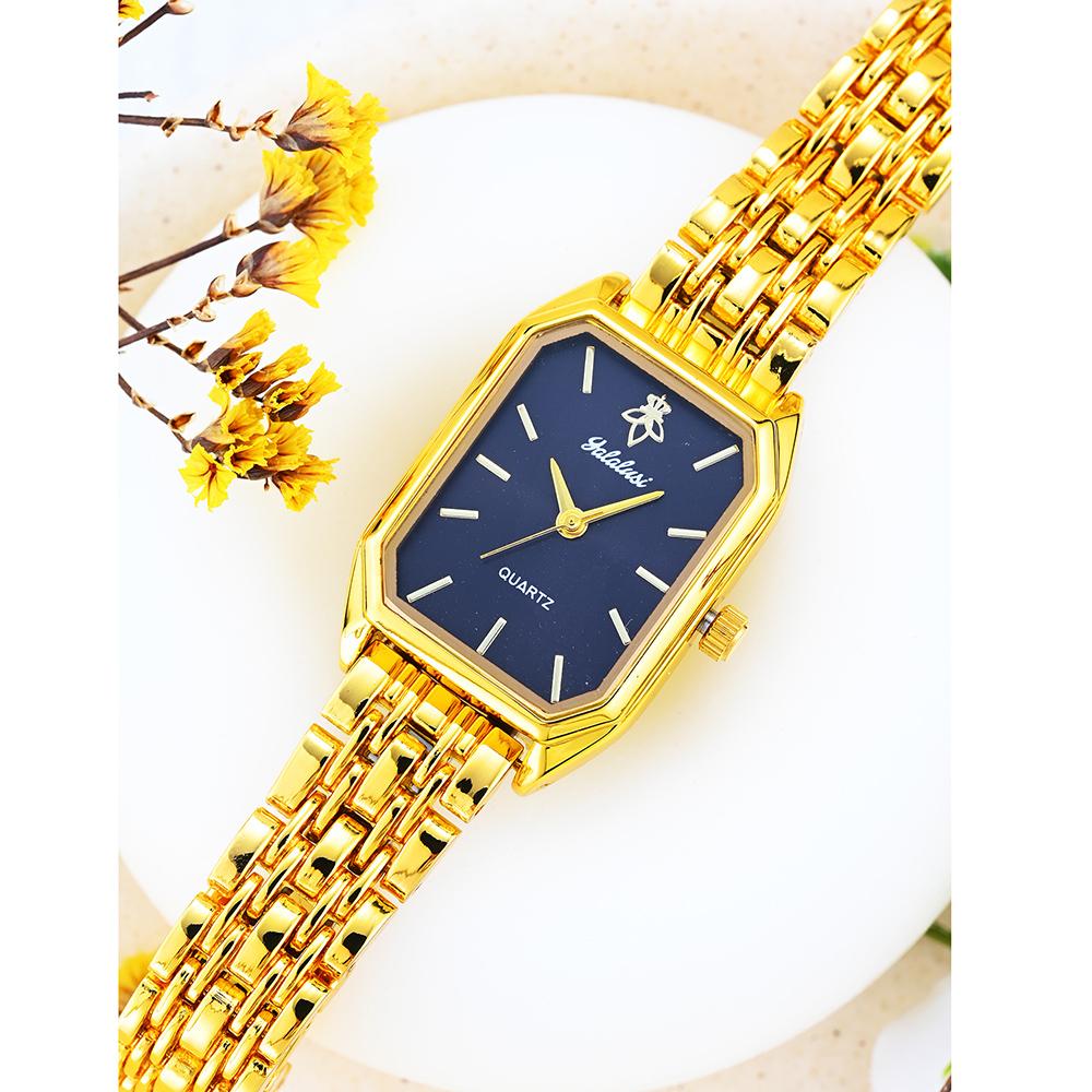 Elegant Vintage Octagonal Ladies Wristwatch Golden Case Quartz Watches Wateproof Steel Strap
