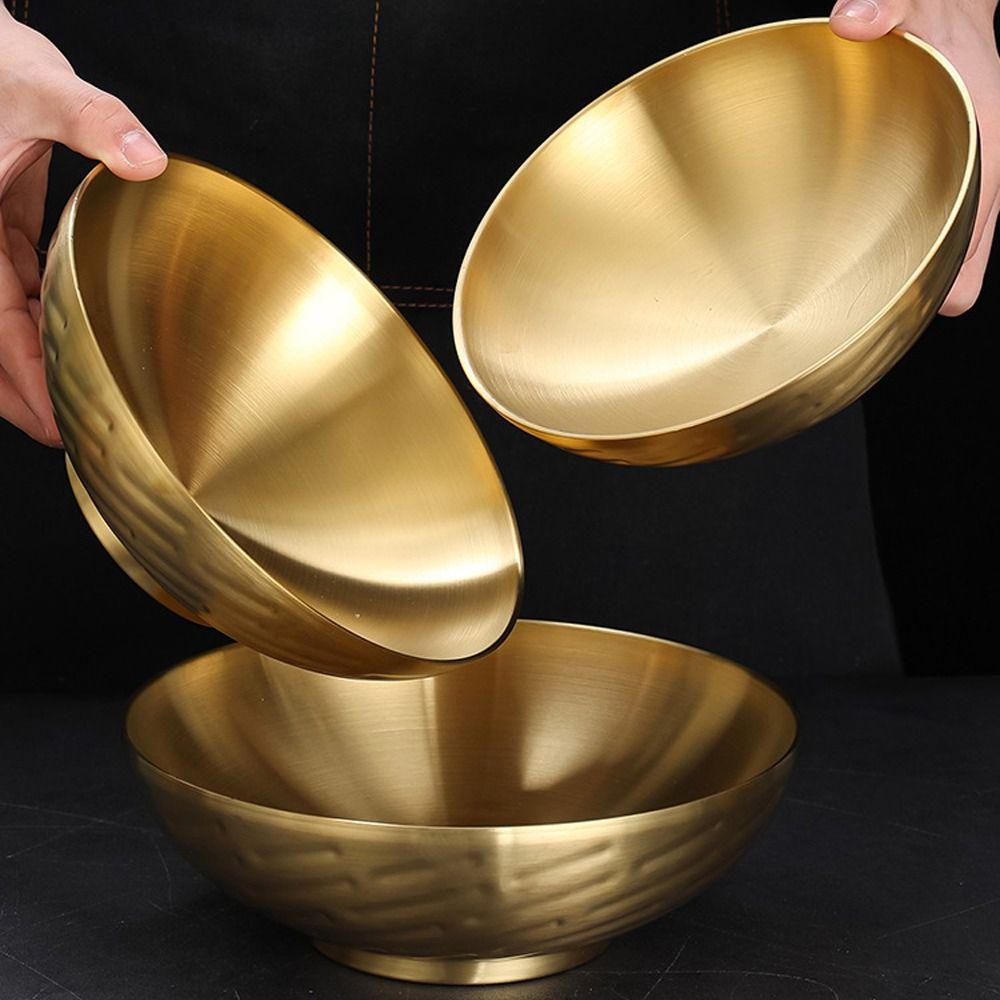 Thickened Korean Ramen Bowl High Footed Soup Bowl Tableware Stainless Steel Bowl For Home Kitchen