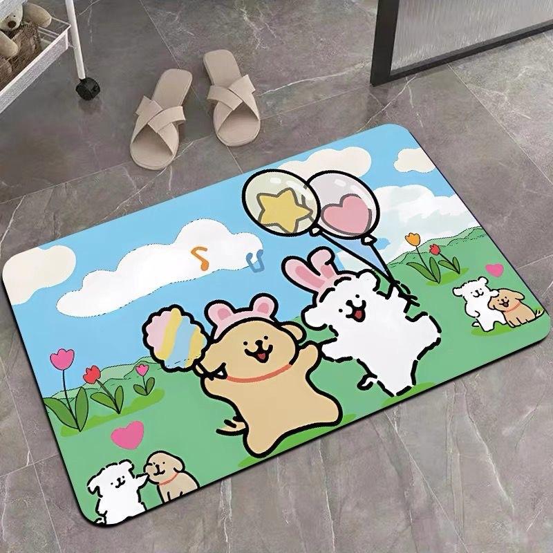 

Adorable Anime Diatom Mud Water Moisture-wicking Floor Cushion Bathroom Anti Slip Home Foot Mat Toilet Door Quick Drying Water Moisture-wicking 40*60cm