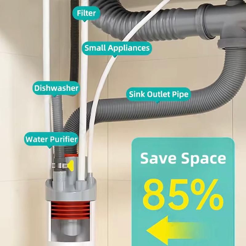 §Kitchen Pipe Drainpipe Connector Five-in-One Dishwasher Sink Sewer Odor-Proof Insec Joint Water Purifier Front Filter Connector