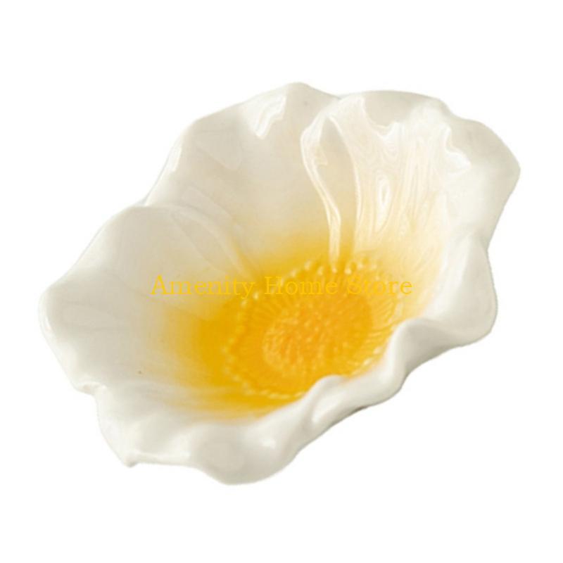 F26C Ceramic Flower Gradient Jewelry Tray for Contemporary Decoration